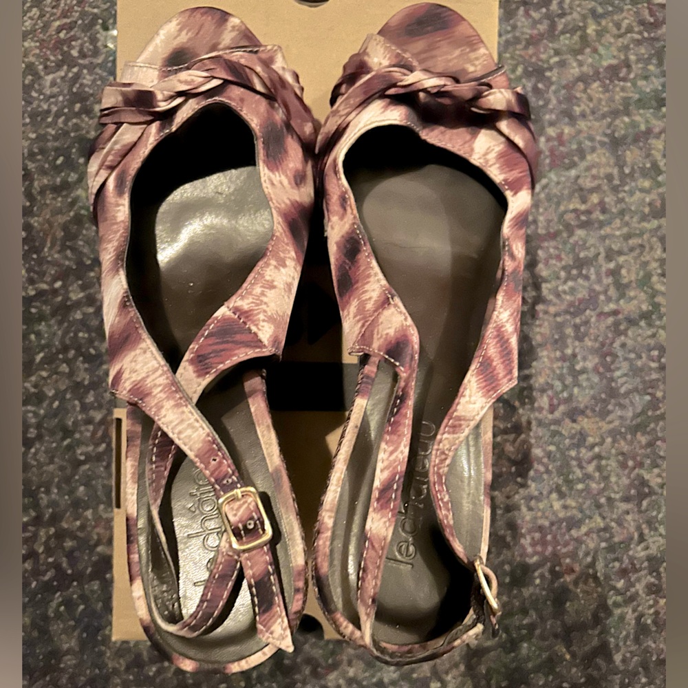 Wild Cat Leopard Platform Espadrille Heels New In Box 8 EUR 38 Purple Mahogany M